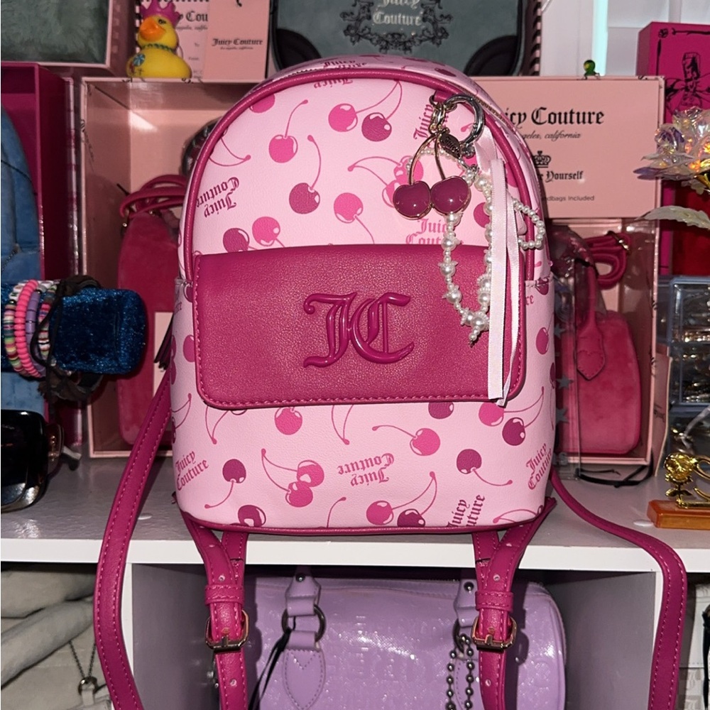 Juicy Couture Pink Heart Print Backpack